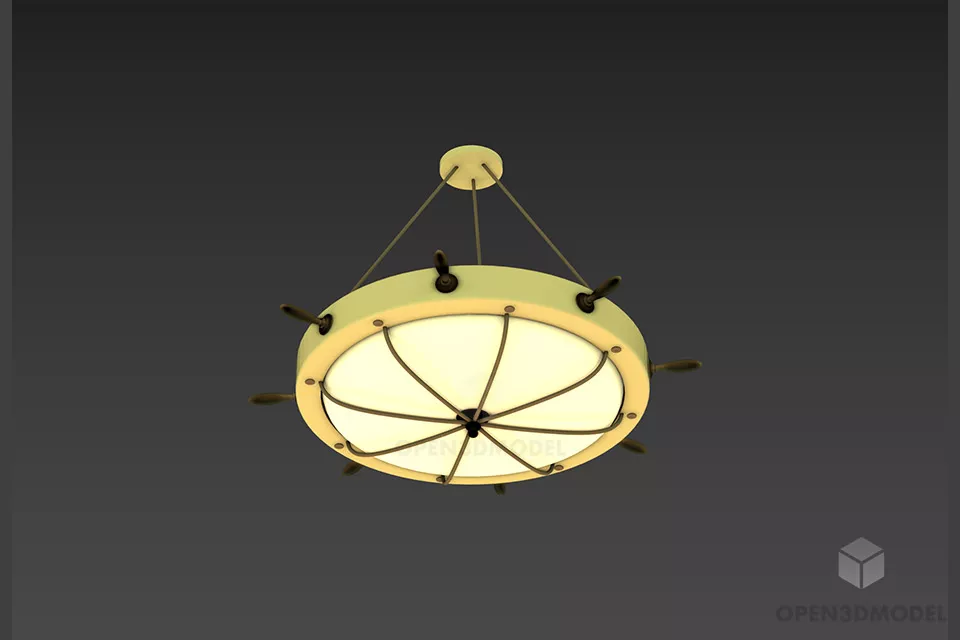 Ceiling Lamp Glass Shade Golden Material 3d model