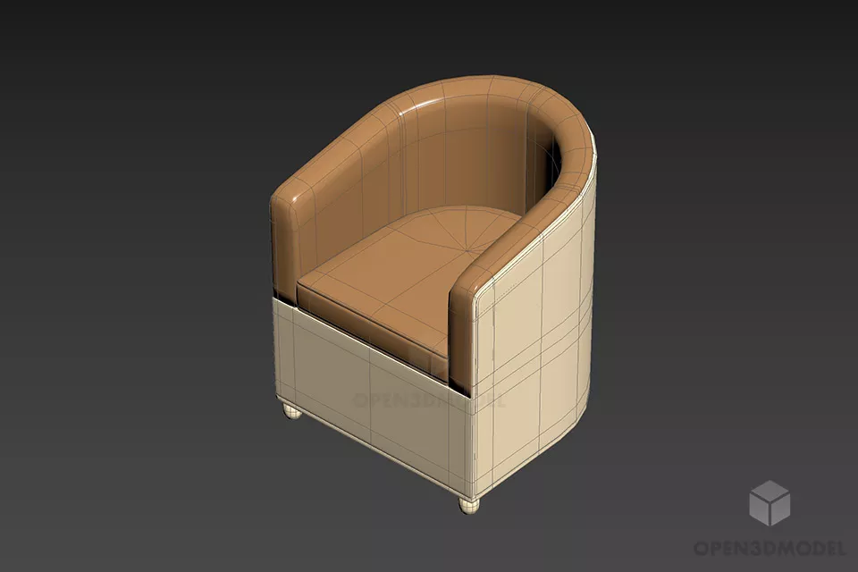 Curved Back Armchair Loom Italian Furniture 3d model 2