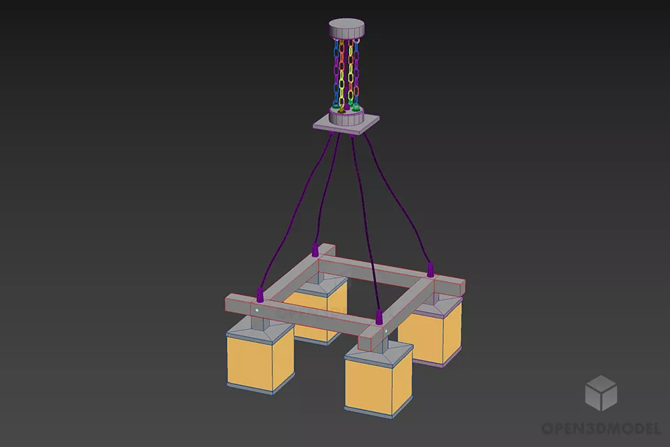 Ceiling Pendant Lamp With Square Shade 3d model 2