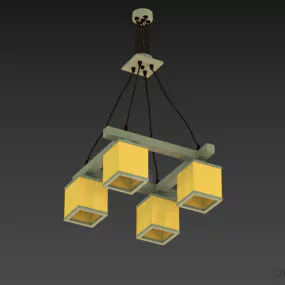 Ceiling Pendant Lamp With Square Shade 3d model