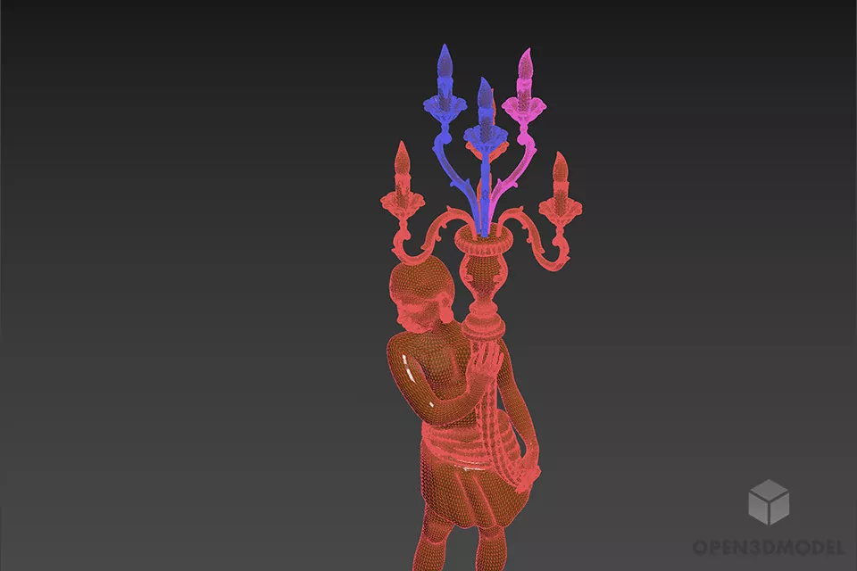 Candlestick Human With Lighting Shape 3d model 2