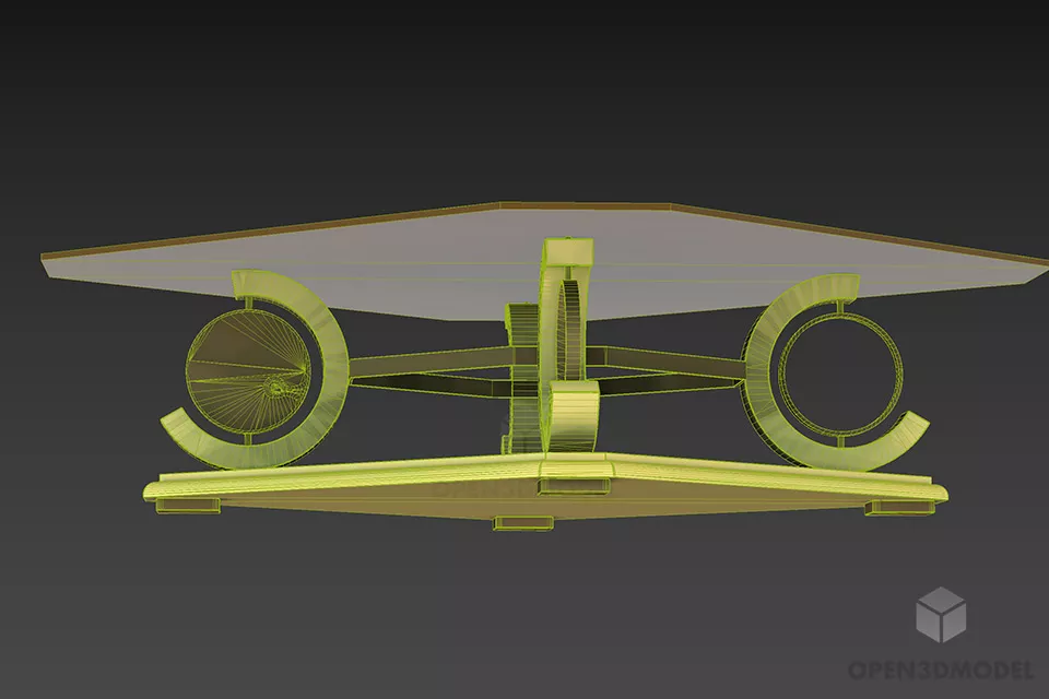 Square Glass Table With Curved Stand 3d model 2
