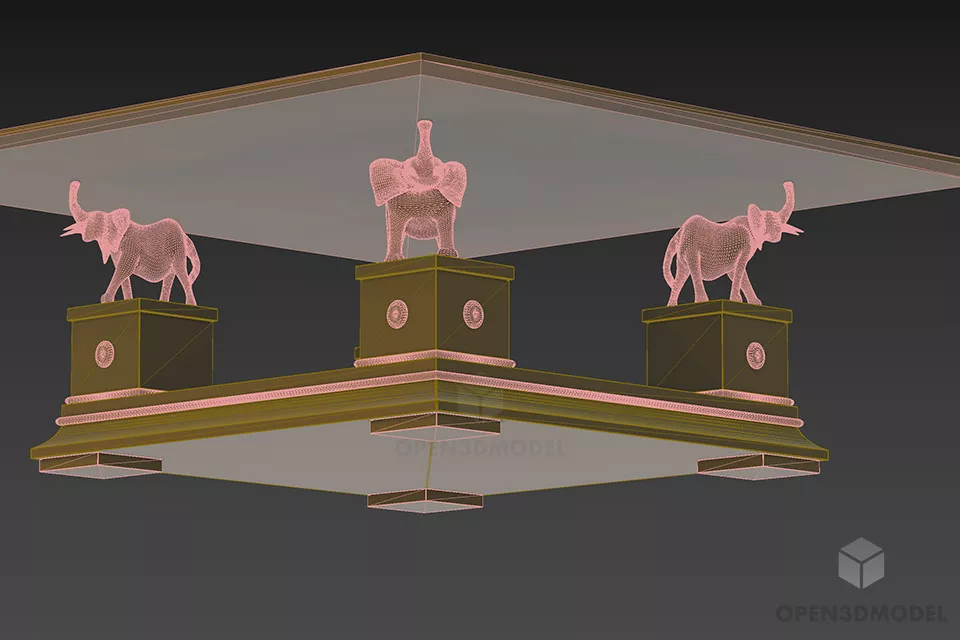 Glass Square Table With Elephant Stand Shape 3d model 2