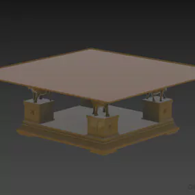 Glass Square Table With Elephant Stand Shape 3d model