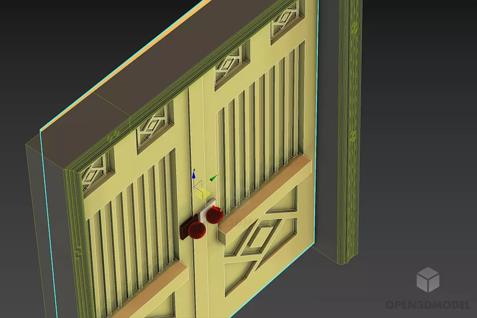 Antique Brown Door With Lock 3d model 2