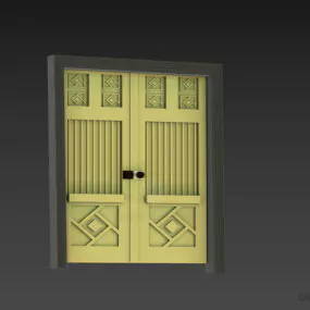 Antique Brown Door With Lock 3d model