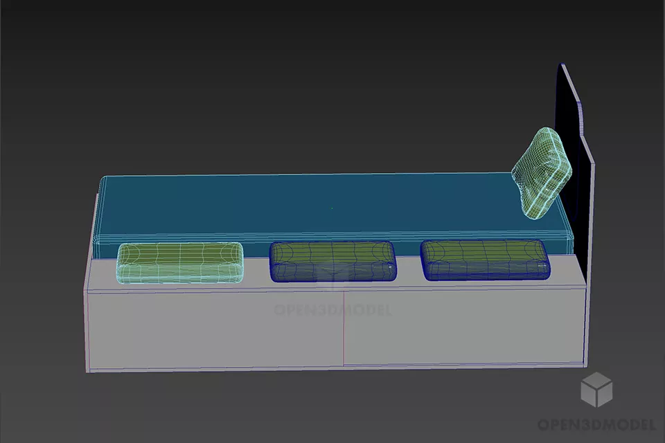 Single Bed With Under Drawer 3d model 2