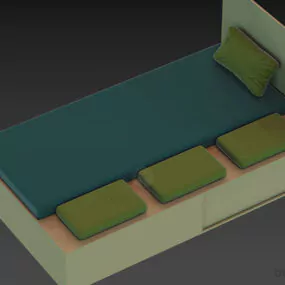 Single Bed With Under Drawer 3d model