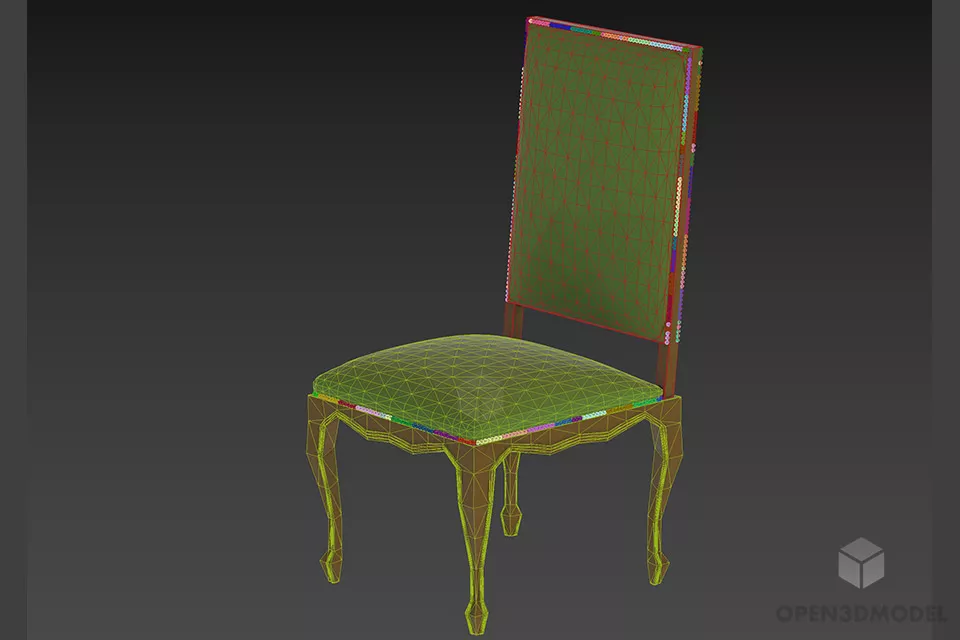 Boutique Chair With Leather Seat 3d model 2