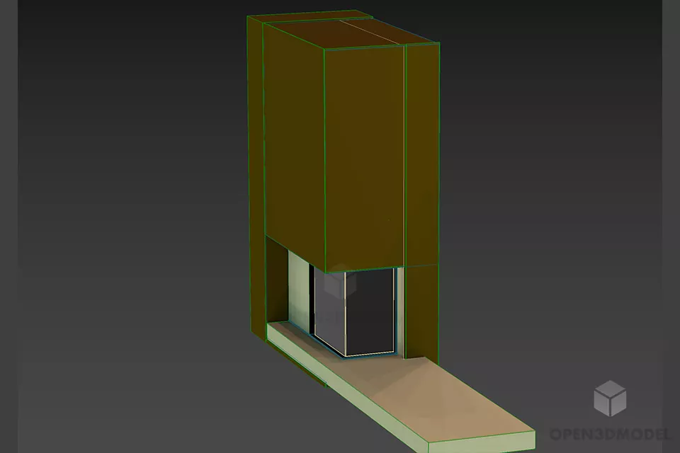 Modern Fireplace With Marble Stand 3d model 2