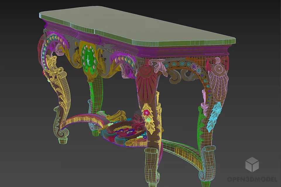 Boutique Side Console Table 3d model 2