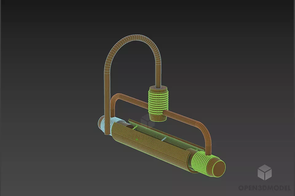 Inox Lamp With Glass Bar Bulb 3d model 2