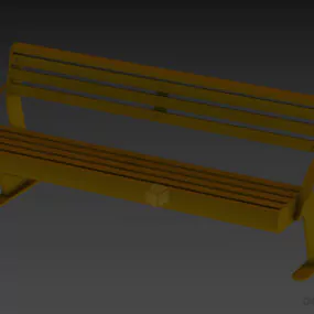 Wrought Iron Bench With Wooden Bar 3d model