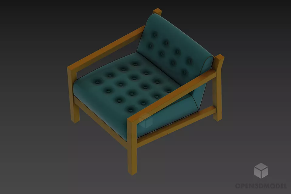 Curved Back Armchair With Cushion 3d model