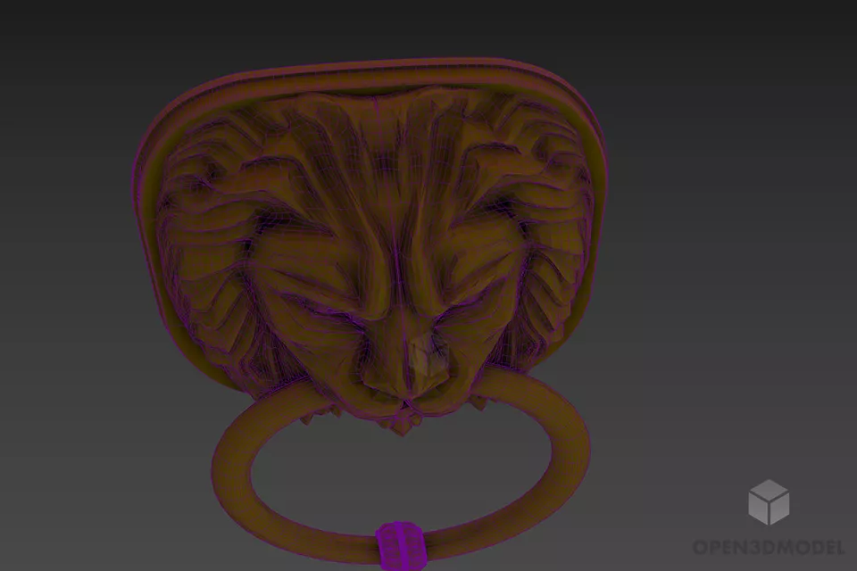 Old Brass Handle 3d model 2