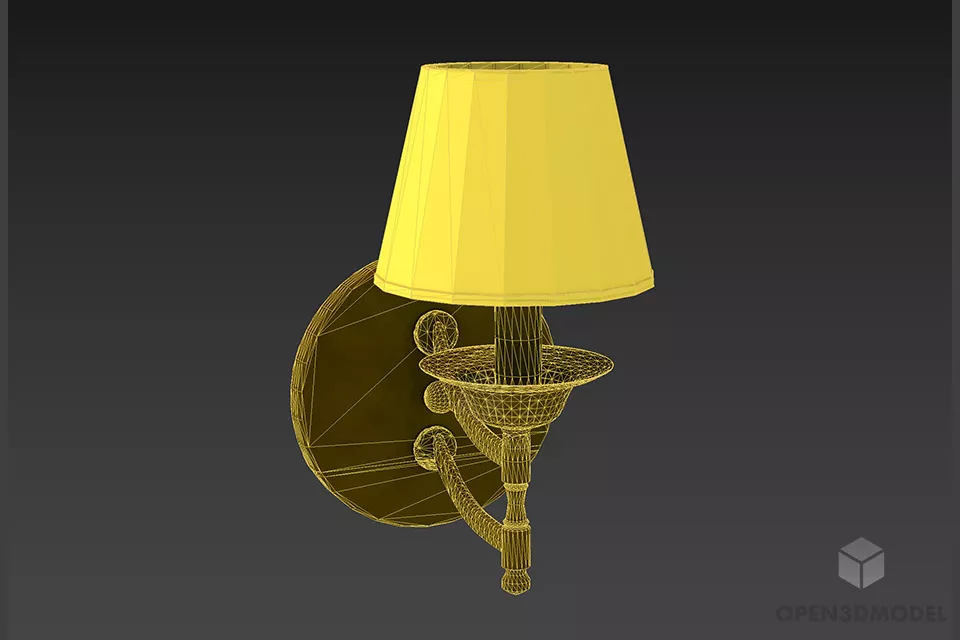 Wall Brass Sconce With One Shade 3d model 2