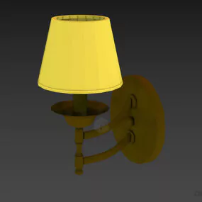 Wall Brass Sconce With One Shade 3d model