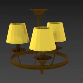 Brass Antique Pendant Lamp With Three Shade 3d model