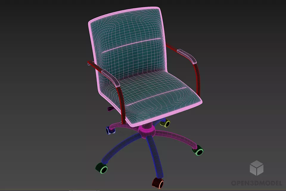 Office Wheels Armchair Samba 3d model 2