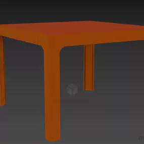 Square Inox Table, Black Top 3d model