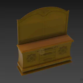 Boutique Mirror Black Wood With Decoration 3d model