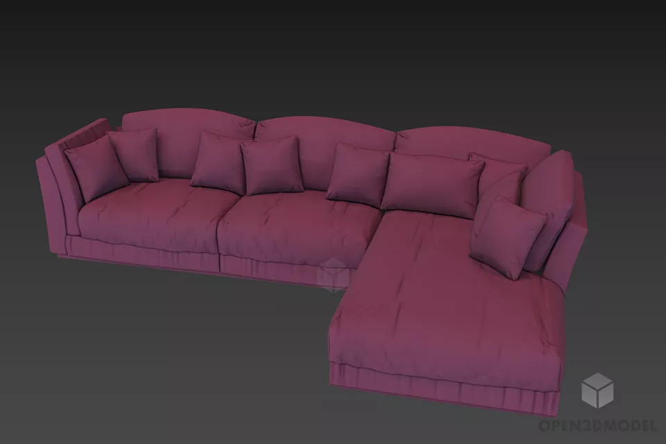 Rattan Sofa Frame With Upholstered 3d model