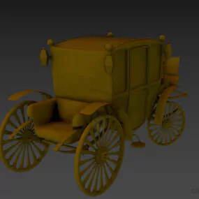 Vintage Carriage With Wooden Wheels 3d model