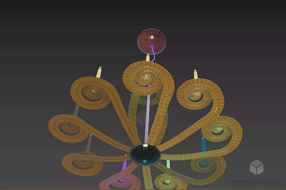 Antique Brass Pendant Lamp Beatrice 3d model 2