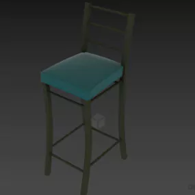 High Bar Chair With Black Leather Seat 3d model