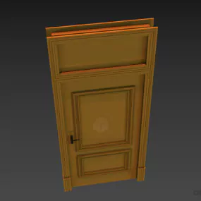 Beige Painted Door With Top Glass Window 3d model