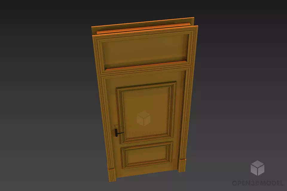 Black Wood Door With Circle Windows 3d model