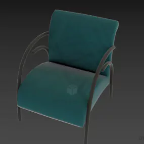 Modernism Armchair With Curved Steel Arm 3d model