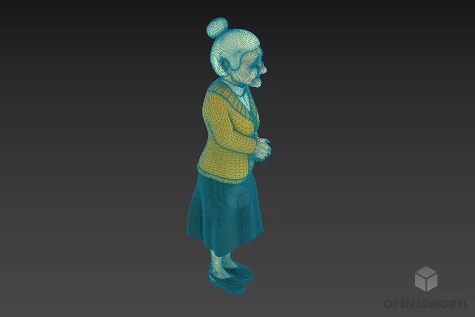 Cartoon Grandmother 3d model 2