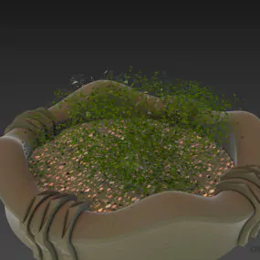 Garden Stone Decoration With Grass 3d model