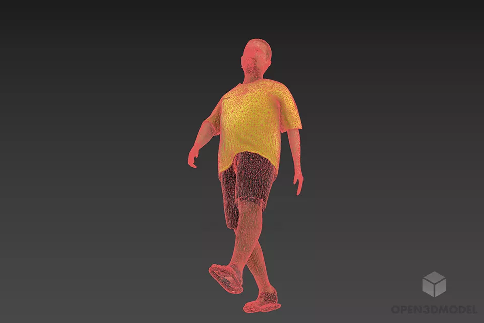 Sport Man Walking With Sandal 3d model 2