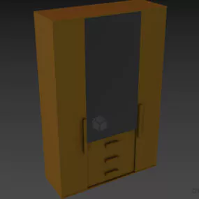 Kids Room Wardrobe With Center Mirror 3d model