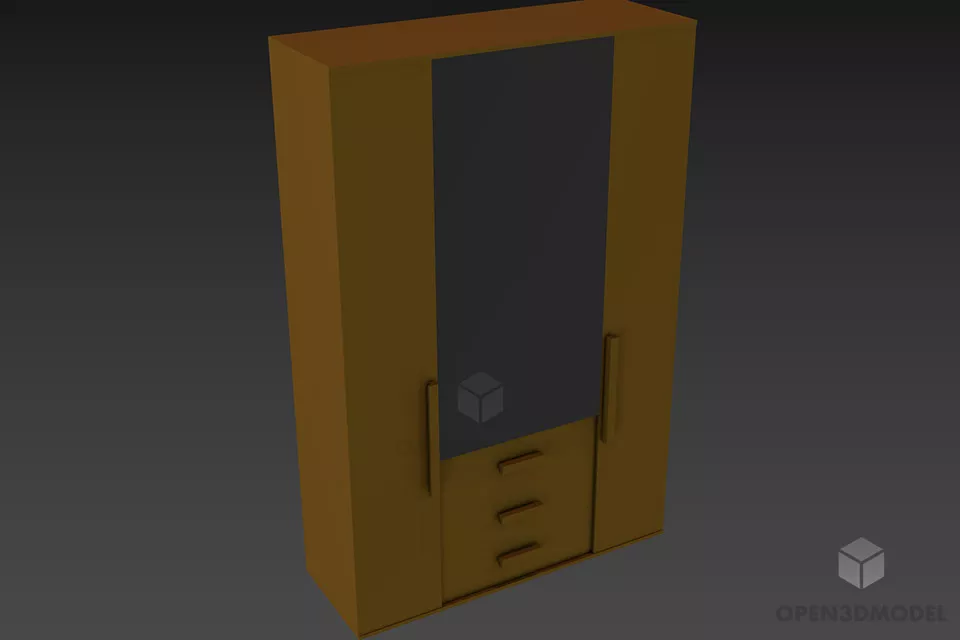 Square Mirror With Top Light 3d model
