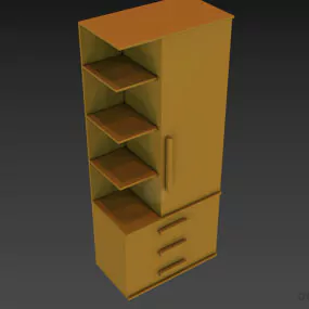 Kids Room Wardrobe With Corner Shelf 3d model