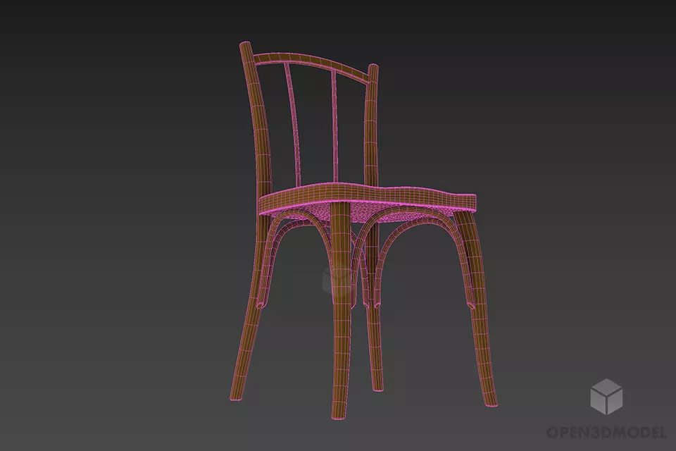 Wood Chair With Bamboo Frame 3d model 2