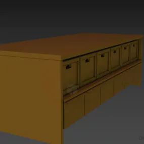 Long Locker With Under Drawers 3d model