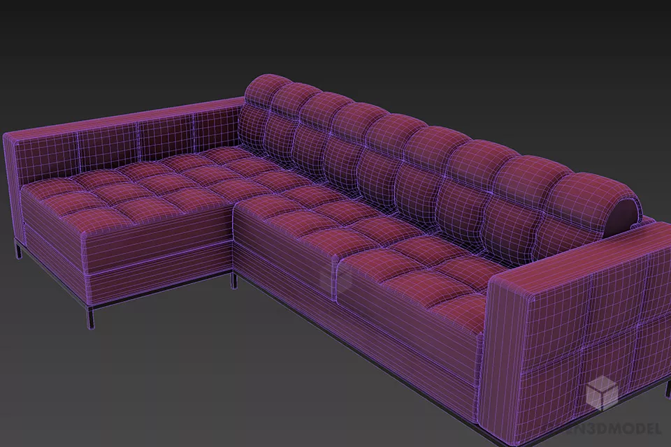 Sectional Sofa Corner, Leather Sofa 3d model 2