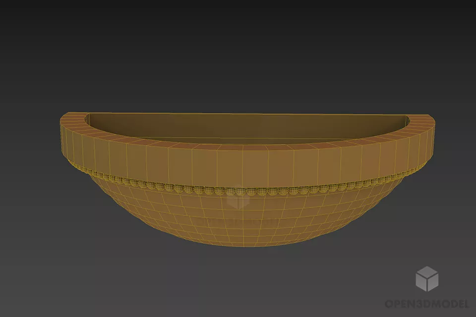 Ornamental Flowerpot Wall Mounted 3d model 2