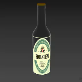 Glass Beer Bottle With Label 3d model