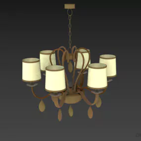 Brass Antique Chandelier Lamp With Crystal Decoration 3d model