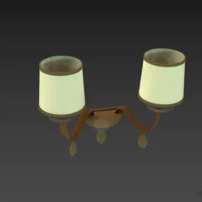 Brass Antique Sconce Dual Shades 3d model