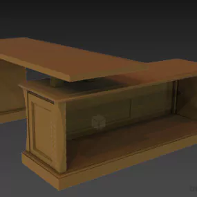 Antique White Table L Shape 3d model