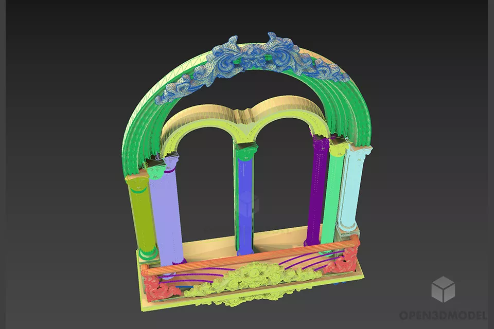Boutique Window With Column Decoration 3d model 2