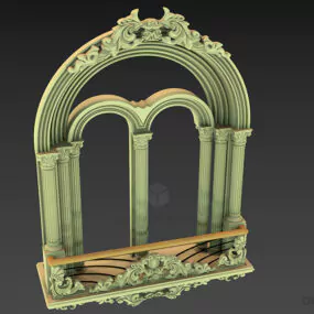 Boutique Window With Column Decoration 3d model