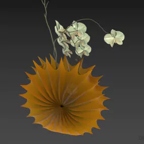 Shell Vase Shape With Flowers 3d model