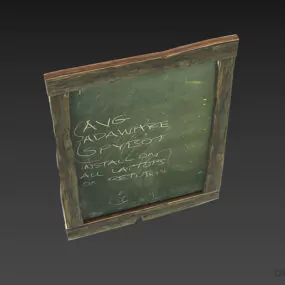 School Black Board With Chalk 3d model
